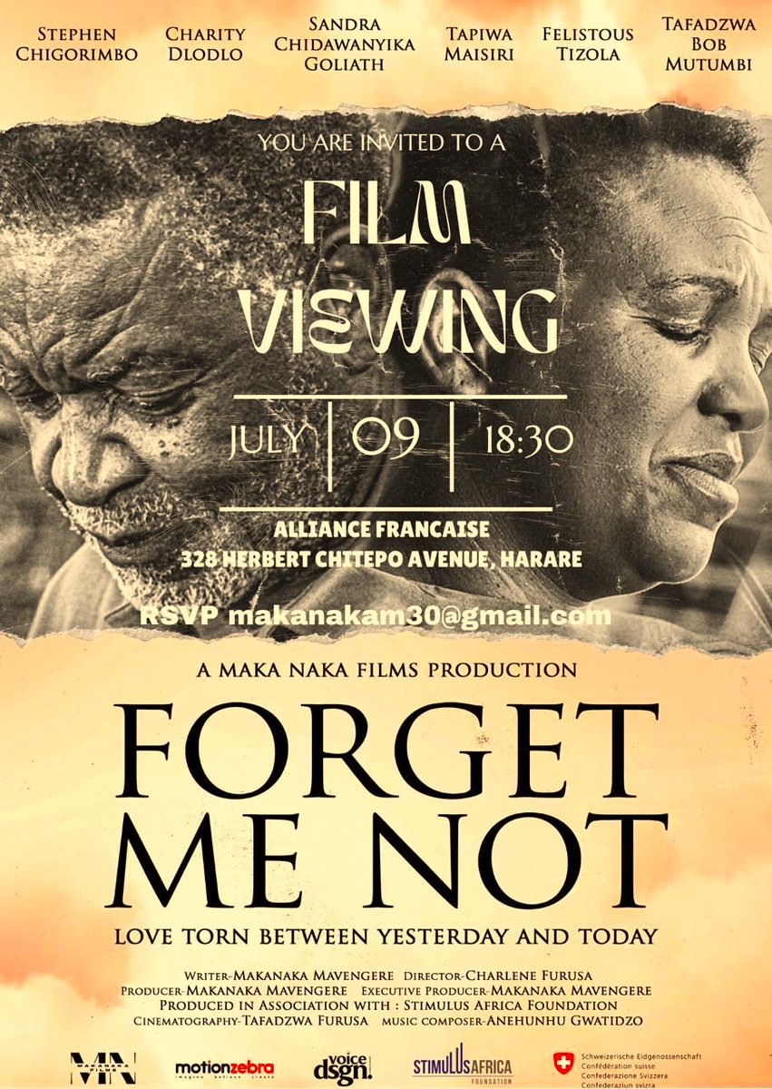 SwissEmbZim's tweet image. 🎬 Join us for the premiere of Forget Me Not by Makanaka Mavengere - a Swiss Support to Arts Development in Zimbabwe Fund grantee!
📅 9 July
🕡 18:30
📍 Alliance Française, 328 Herbert Chitepo Ave, Hre 
🎥 Celebrate Zim arts, meet the SSADZA Advisory Board &amp;amp; learn about the Fund!