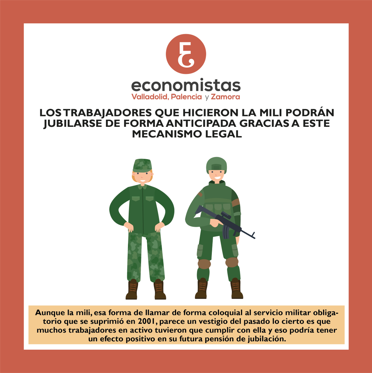 "Los trabajadores que hicieron la mili podrán jubilarse de forma anticipada gracias a este mecanismo legal"

elEconomista.es 👉shorturl.at/gtYEP

#ECOnomistaVAlor