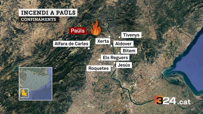 Molt preocupat x l’incendi q crema imparable al Baix Ebre i q ha comportat q unes 18.000 persones estiguin confinades. Ànims i força ala gent d Paüls, Xerta, Alfara de Carles, Aldover, Tivenys, Roquetes i els nuclis de Bítem, Jesús i els Reguer. Ho sento com a propi.
