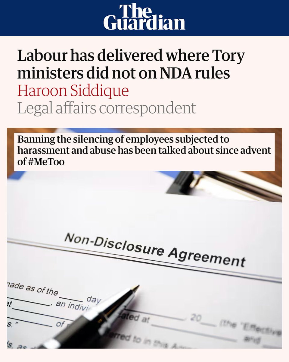 Great move, long overdue - it took a Labour gov to do this - and just one year into power. Britain leading the world in protection of women (who this affects disproportionately) and workers more generally - that’s a good thing to see. 

theguardian.com/politics/2025/…