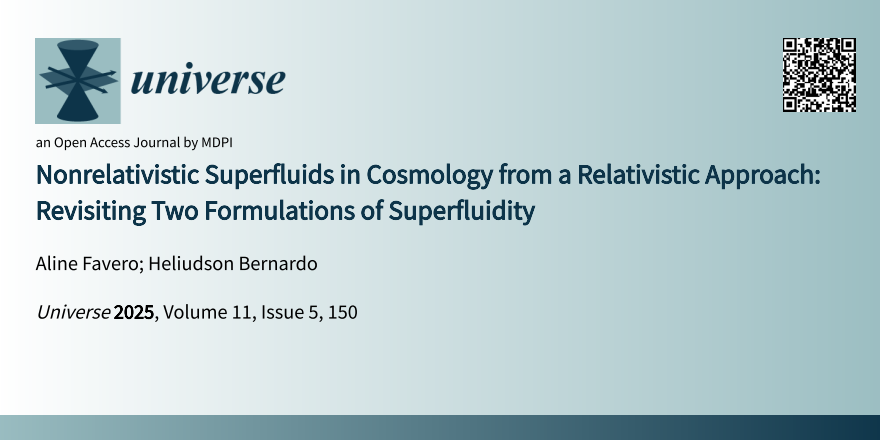 Universe_MDPI's tweet image. 📢#mdpiUniverse #NewPaper #CallforReading @MdpiPhysci
Nonrelativistic Superfluids in Cosmology from a Relativistic Approach: Revisiting Two Formulations of Superfluidity
👥Authors: Aline Favero and Heliudson Bernardo
🔗Full text: mdpi.com/2218-1997/11/5…
