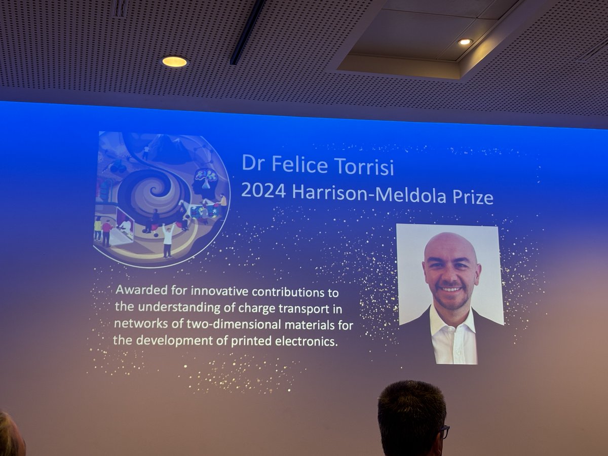 CheMResImperial's tweet image. 🎉 Huge congratulations to Dr Felice Torrisi from @ImperialChem for receiving the 2024 Harrison-Meldola Prize at the #RSC #MC17 conference! 🏆👏
We’re proud to have such pioneering research at @imperialcollege! 💙
#Chemistry #2Dmaterials #PrintedElectronics #ImperialProud