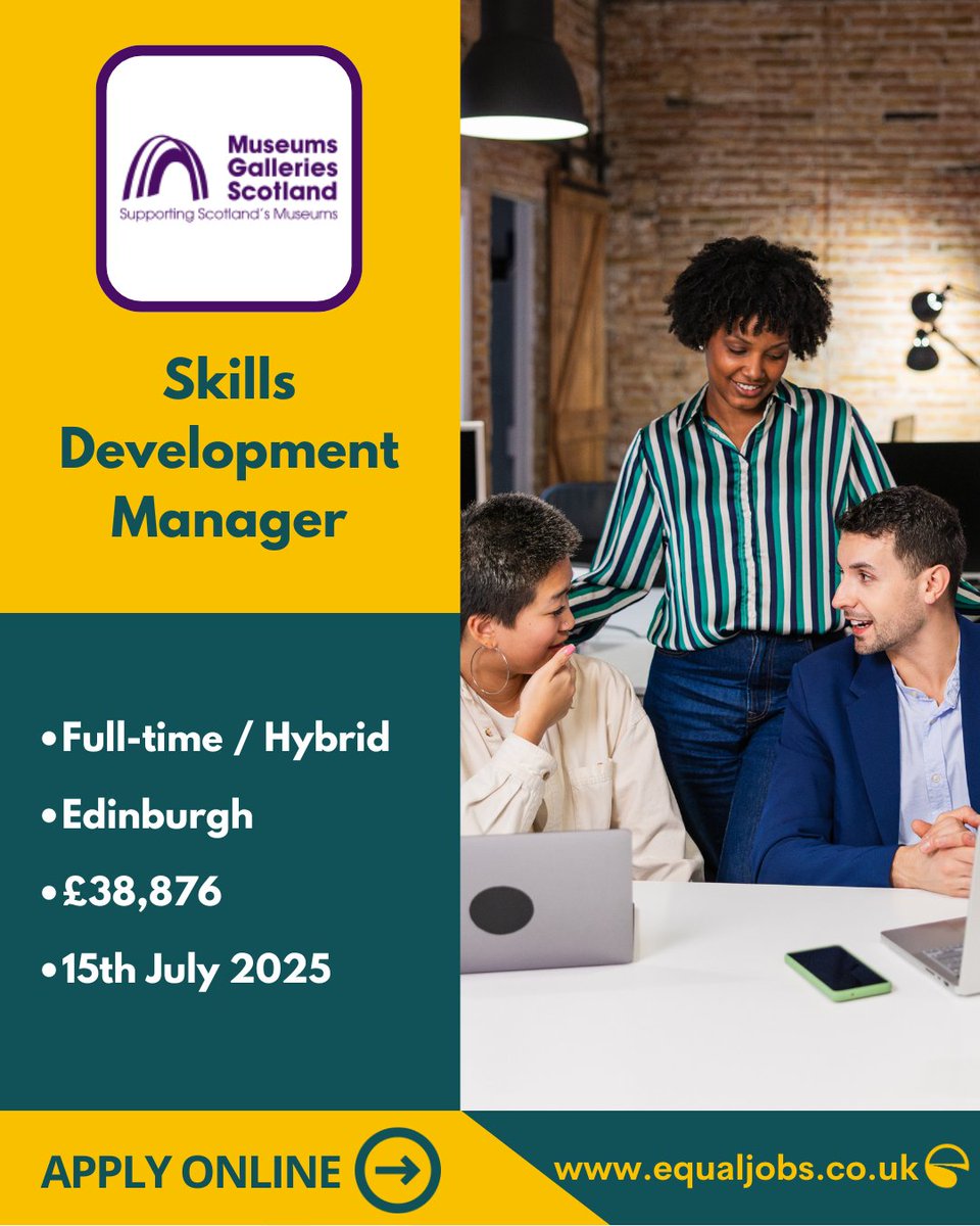 EqualJobs (@equaljobsuk) on Twitter photo Remember to apply for the Skills Development Manager role at <a href="/MuseumsGalScot/">MuseumsGalleriesScot</a>.
Follow the link to apply:
equaljobs.co.uk/jobs/edinburgh…
#MuseumJobs #HeritageJobs #Skillsdevelopment #Careersdevelopment #Museums #CultureSector #Heritage #Jobs2025 #EthnicMinority #Diversityandinclusion Remember to apply for the Skills Development Manager role at <a href="/MuseumsGalScot/">MuseumsGalleriesScot</a>.
Follow the link to apply:
equaljobs.co.uk/jobs/edinburgh…
#MuseumJobs #HeritageJobs #Skillsdevelopment #Careersdevelopment #Museums #CultureSector #Heritage #Jobs2025 #EthnicMinority #Diversityandinclusion