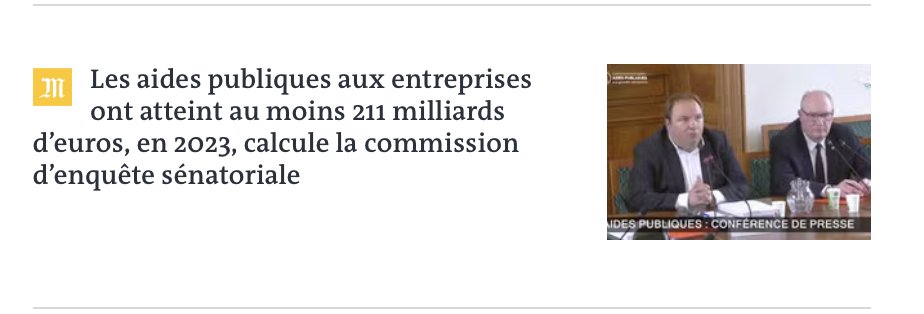 Baissons les impôts de production de 211 mds € , supprimons les aides.