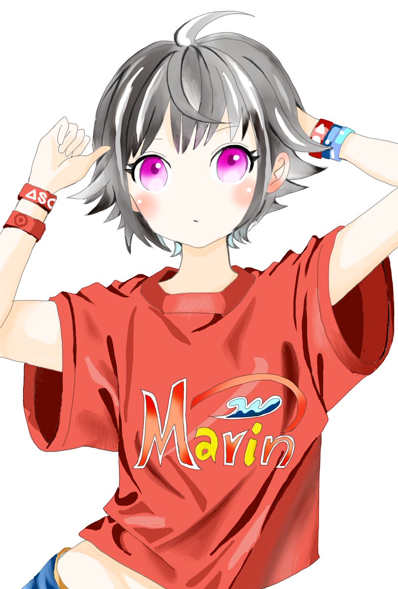 wakaaajam3's tweet image. 赤T
 #イラスト
 #ショートヘア
