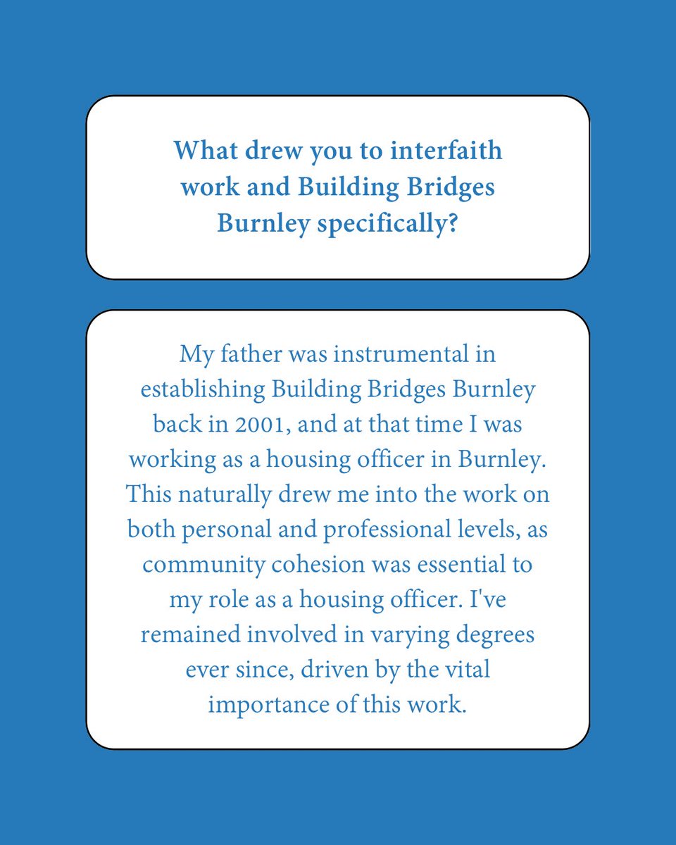 B_B_Burnley's tweet image. Meet the Team Tuesdays!
This week, we’re spotlighting Carol Pike, Honorary Vice President and Trustee of Building Bridges Burnley.
Swipe to read our Q&A with her 💬
#MeetTheTeam #BuildingBridgesBurnley #InterfaithWork #CommunityCohesion #BurnleyVoices #TeamTuesday