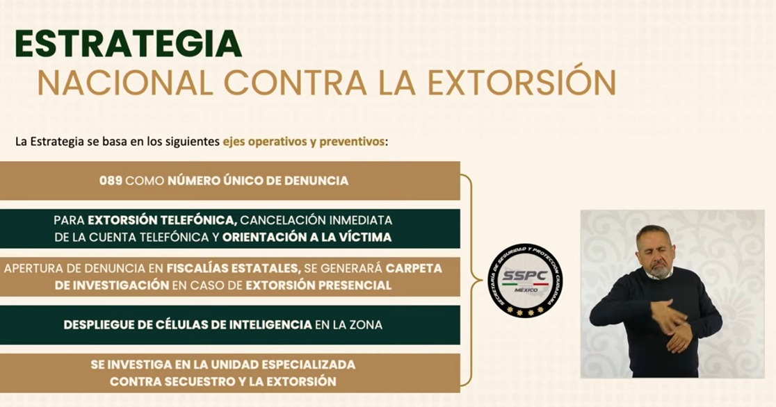 JesusRCuevas's tweet photo. La Estrategia Nacional Contra la Extorsión se lanzó el pasado domingo para atender este delito a través del 089 como número único de denuncia. Se cancelará de inmediato el teléfono extorsionador y se  orientará a la víctima. 
Cambiará la ley para perseguir por oficio este delito. https://t.co/y19am3ZNpn