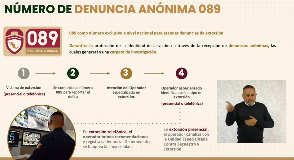 JesusRCuevas's tweet photo. La Estrategia Nacional Contra la Extorsión se lanzó el pasado domingo para atender este delito a través del 089 como número único de denuncia. Se cancelará de inmediato el teléfono extorsionador y se  orientará a la víctima. 
Cambiará la ley para perseguir por oficio este delito. https://t.co/y19am3ZNpn
