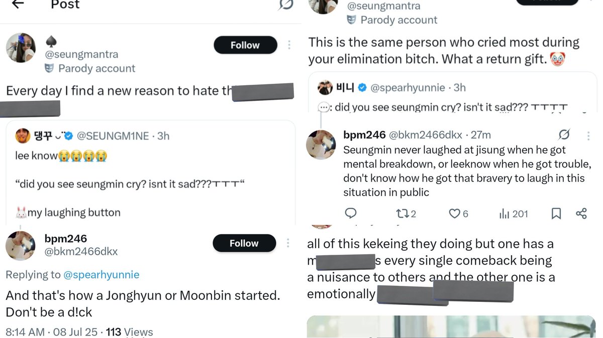 REPORT &amp; BLOCK THESE 🐶 AKGAES ACCOUNTS &gt;targeted harassment 
                          &gt; hateful references 

-x.com/seungmantra?t=…
-x.com/bkm2466dkx?t=p…
-x.com/playicarly?t=q…