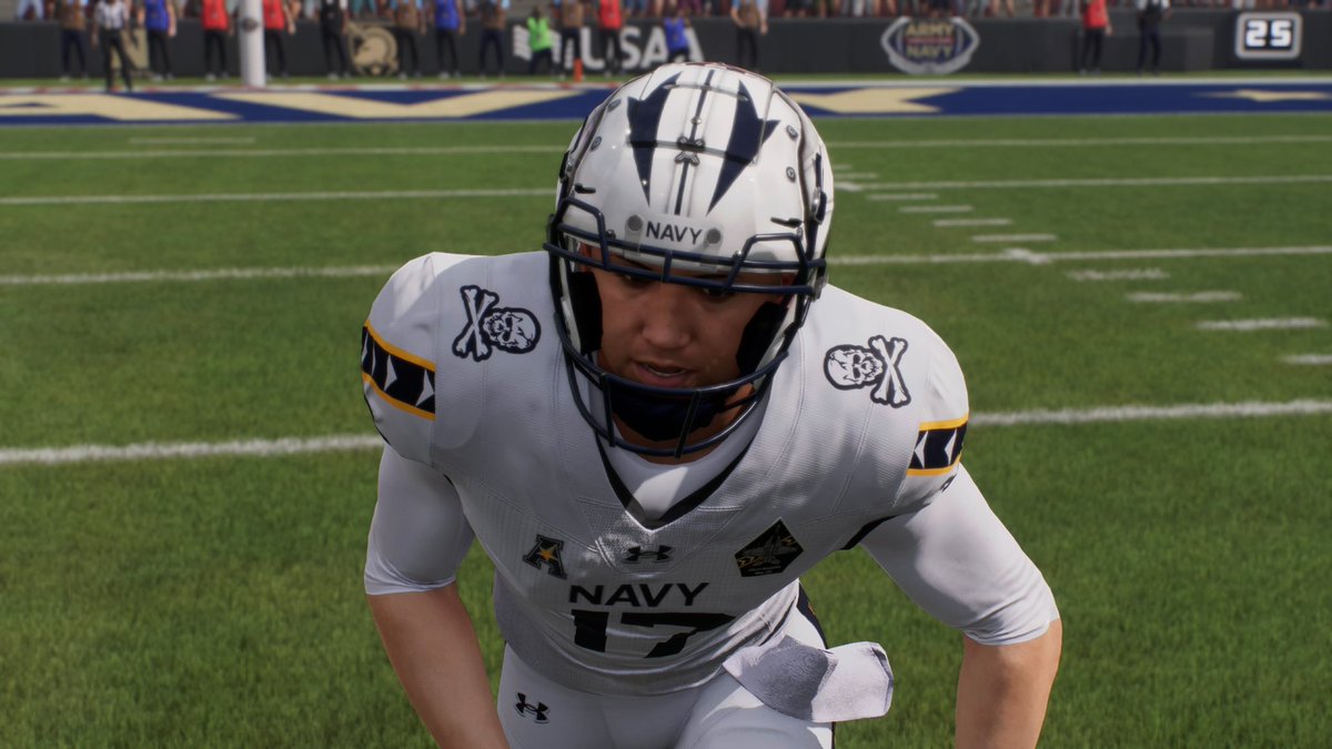 bmorefan8's tweet photo. @EASPORTSCollege The Navy Jolly Rogers unis are wrong. The shoulders should be blue rather than white. They were correct in last years game https://t.co/DuVeF3VNUm