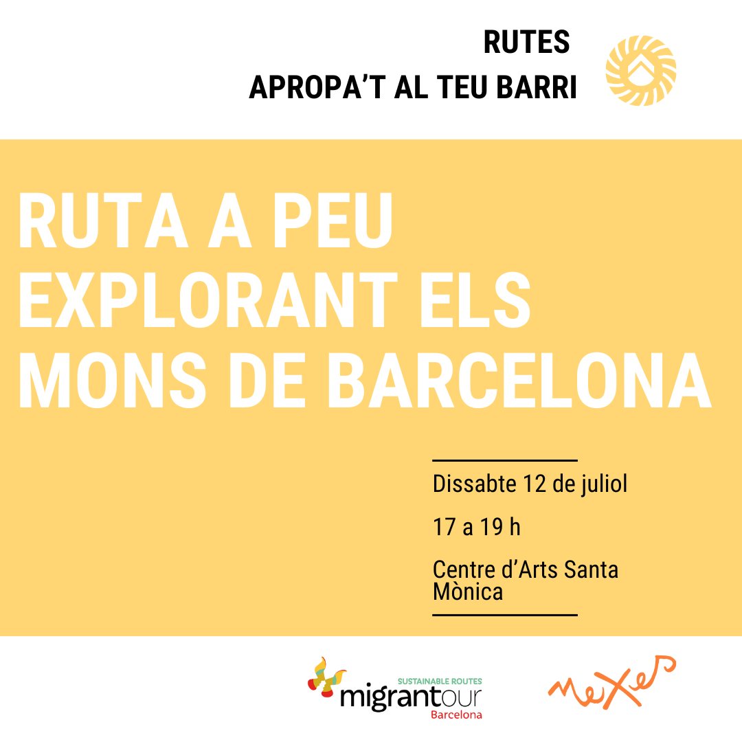 👣 Una col·laboració amb Migrantour que ofereix un itinerari per reflexionar sobre la vigència del racisme, colonialisme, la desigualtat i molt més 

📅 Dissabte 12 de juliol de 17 a 19 h
📍 Centre d'Arts Santa Mònica 

✅ Inscripció prèvia necessària: oficina.latraginera.org/apps/forms/s/M…