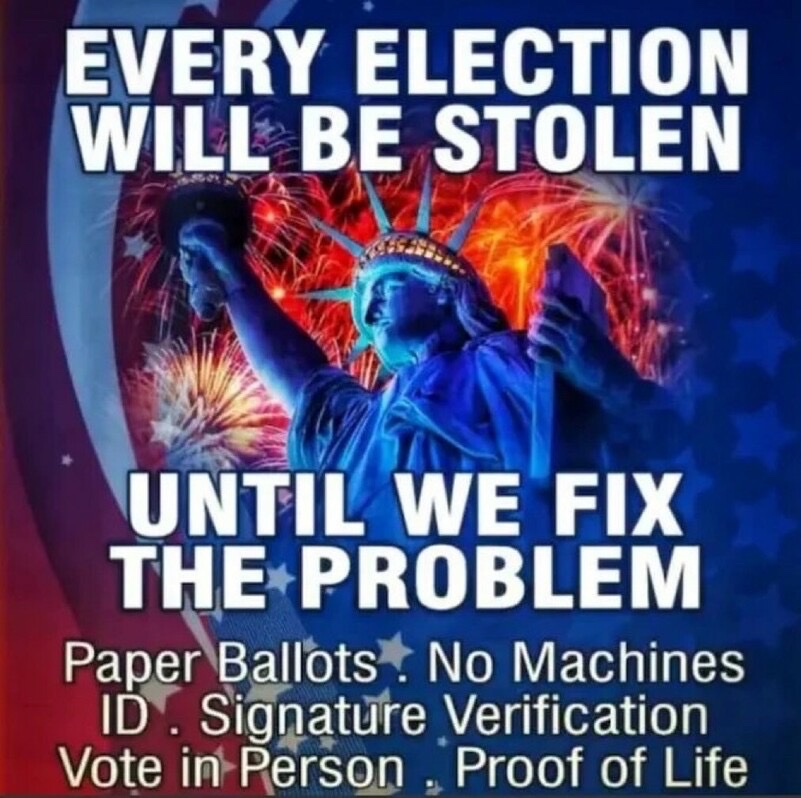 The BIG LIEs: 

We can't conduct elections without electronics. 

We must outsource electoral duty ES&amp;S, Hart, and Dominion for hundreds of billions of dollars.