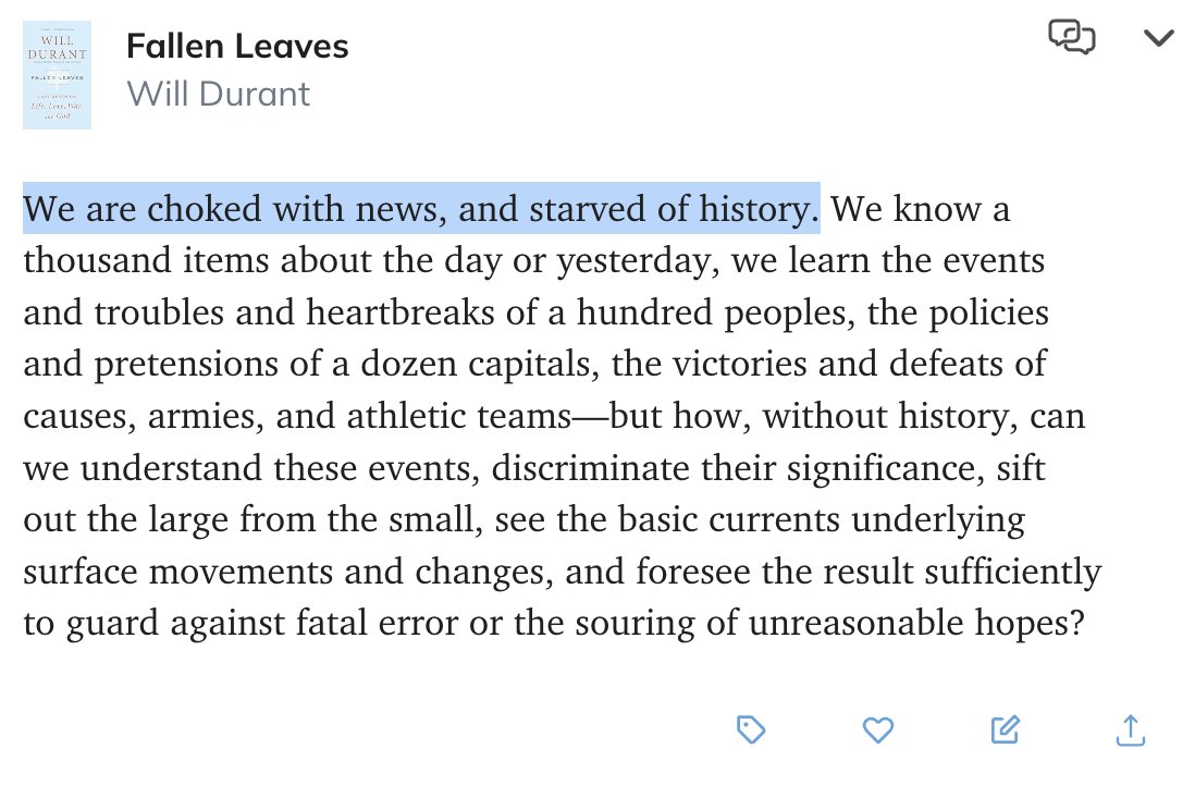 Will Durant wrote this in the 1970s: