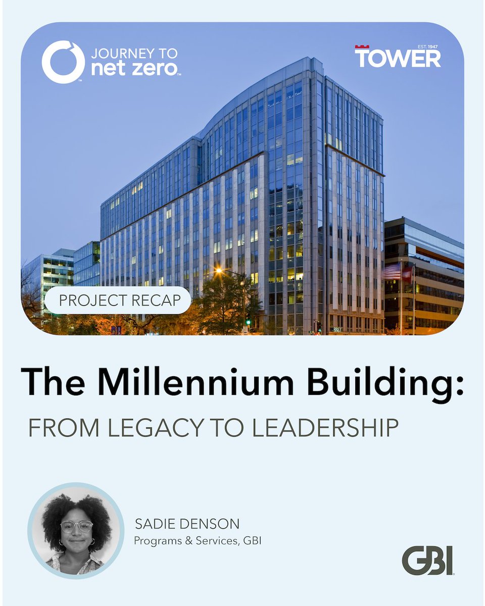 Green Building Initiative (@thegbiorg) on Twitter photo As the first Journey to Net Zero™ certified building in Washington, D.C., the Millennium Building has become a cornerstone of the <a href="/towercompanies/">The Tower Companies</a>’ long-standing commitment to high-performance buildings and environmental leadership.
Here's the story: bit.ly/4la6NEG As the first Journey to Net Zero™ certified building in Washington, D.C., the Millennium Building has become a cornerstone of the <a href="/towercompanies/">The Tower Companies</a>’ long-standing commitment to high-performance buildings and environmental leadership.
Here's the story: bit.ly/4la6NEG