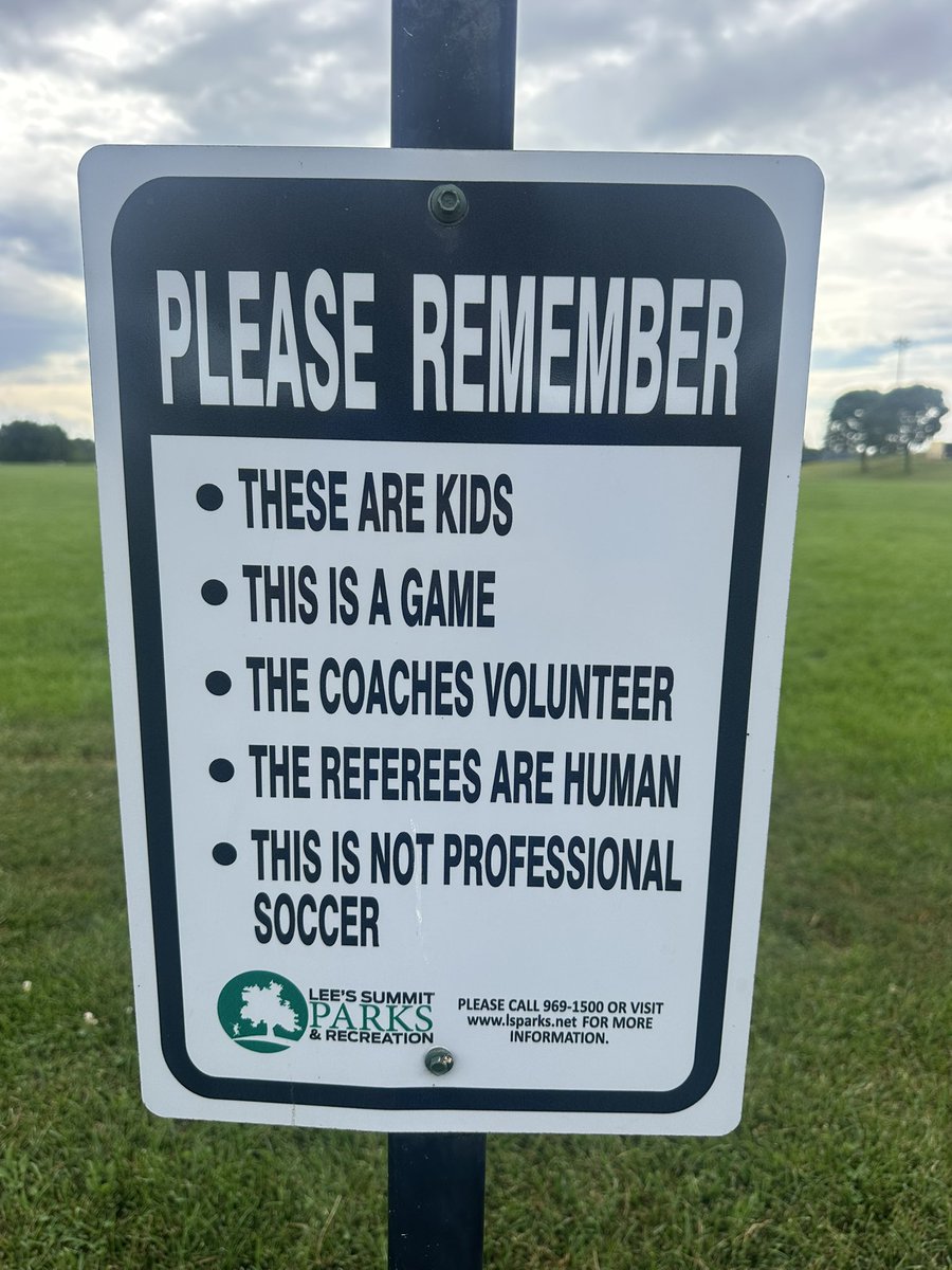 Just dropped off my son at soccer camp. Saw this sign next to the fields. We could use something similar at every youth wrestling tournament.