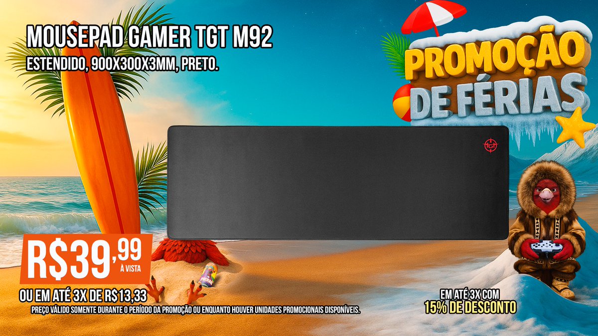 Aumente sua precisão com o Mousepad Estendido TGT M92!

Com base antiderrapante e superfície em microfibra, ele oferece controle, conforto e agilidade nos movimentos, ideal pra elevar sua gameplay. 

Confira ▶ bit.ly/3MVrZ1y