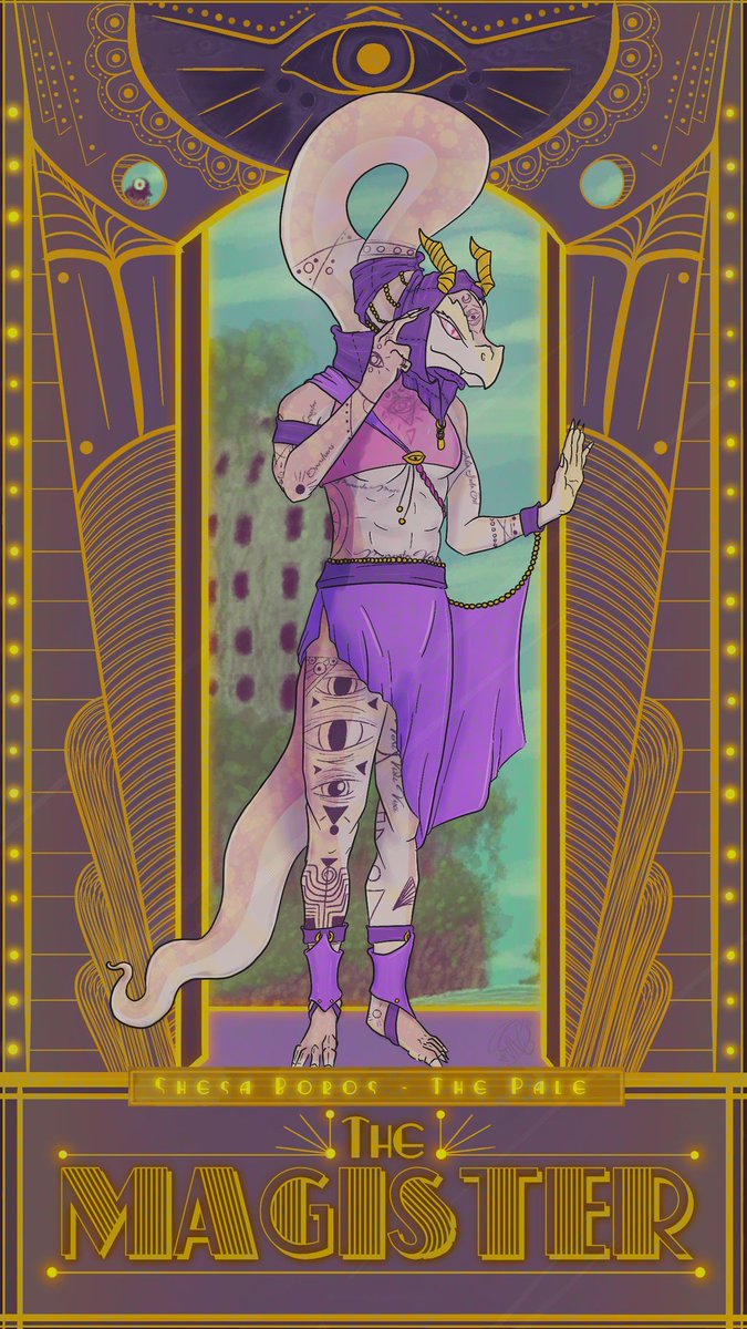 Here's a card I made of my character Shesa from a pathfinder game I was playing in a few years ago!
#art #digitalart #pathfinder #nagaji #oc #ocart