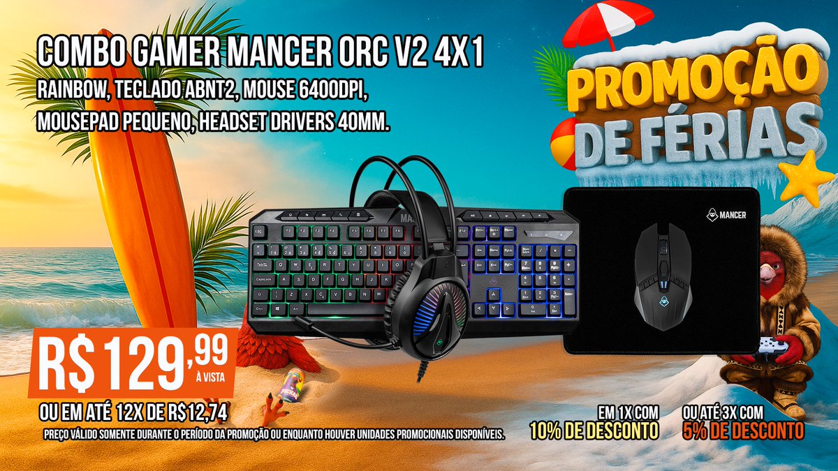 Equipe seu setup com o Combo Mancer ORC V2 4X1 !

Ele traz todos os periféricos que você precisa pra mandar bem na gameplay, com desempenho, visual e estilo.

Uma escolha completa pra elevar sua jogatina com qualidade! 

Confira ▶ bit.ly/408UX5k