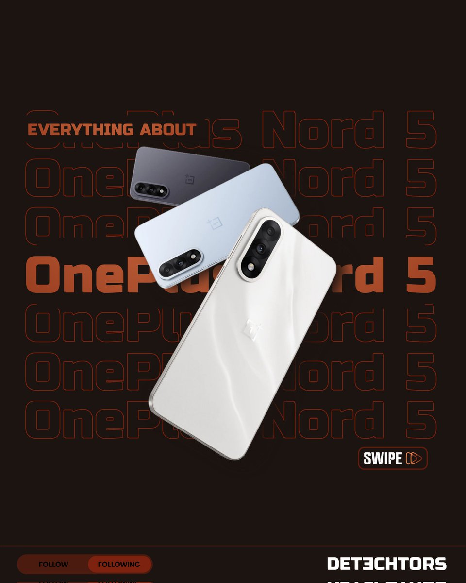 Detechtors_'s tweet photo. OnePlus Nord CE5 &amp; Nord 5 Launched in India! Starting from ₹24,999 
#Detechtors #OnePlus https://t.co/7KzSwlPNQ1