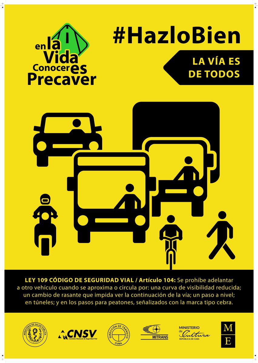 Inició en #Cuba etapa estival y con ello, el aumento de usuarios en la vía. Evita las distracciones. #LlegaATuDestino #HazloBien
Un mensaje de #TransporteCuba
#SiempreJoven