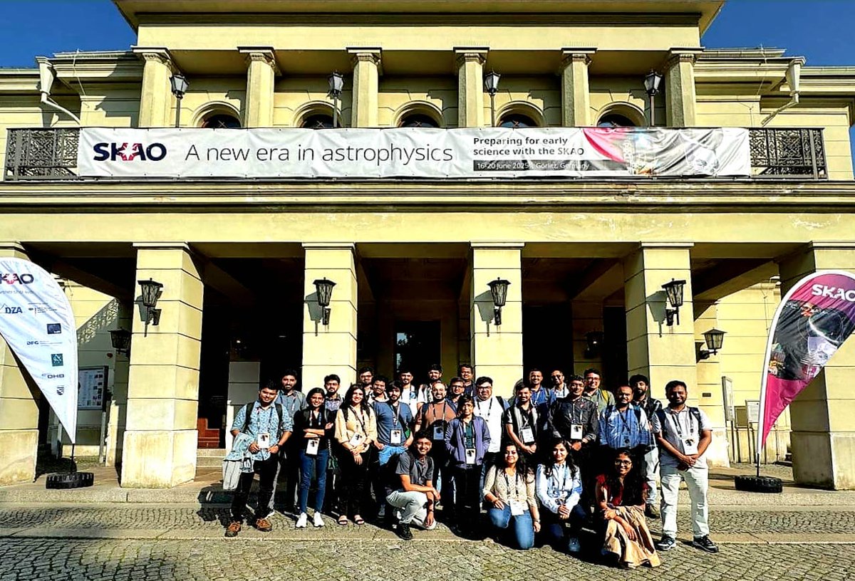 InPTA_GW's tweet photo. 🚀🇩🇪 InPTA at SKAO 2025!
Dr. Manoneeta Chakraborty (IIT Indore) & Dr. Krishnakumar M.A. (NCRA Pune) represented InPTA at the SKAO Science Meeting in Görlitz, Germany (June 16–20) discussing the future of radio astronomy & GW science at DZA.📡
#InPTA #SKAO2025 #GW #RadioAstronomy https://t.co/3fcKsMkDAd