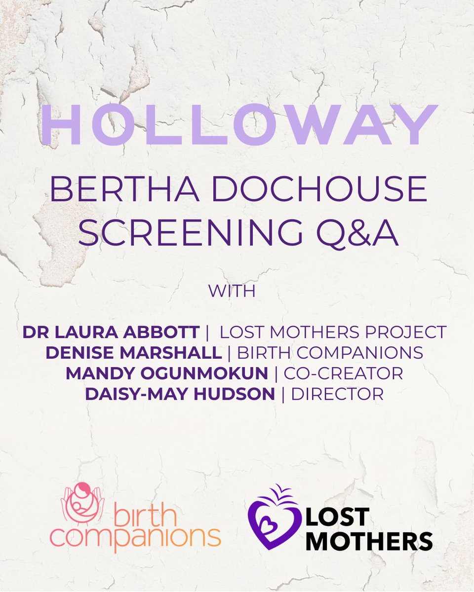 Due to popular demand, this Friday's screening of #Holloway + discussion has been moved to a bigger screen. 

Panel includes director Daisy-May Hudson, co-creator Mandy Ogunmokun, Denise Marshall (Birth Companions) and Dr Laura Abbott (Lost Mothers). bit.ly/HWbdh
