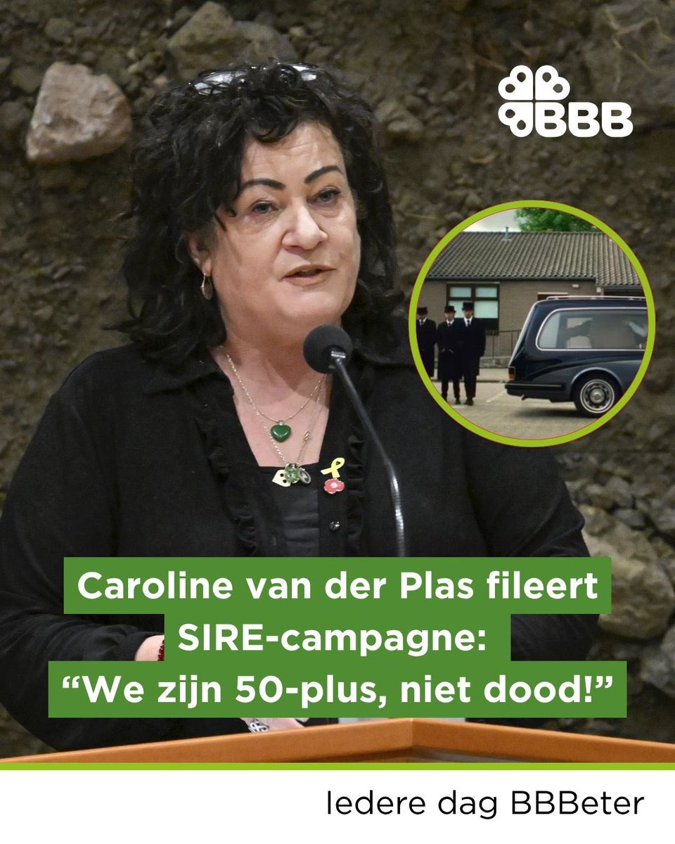 “Terwijl 50-plussers de kurk zijn waar onze maatschappij op drijft”, zegt Caroline van der Plas die de kachel aanmaakt met de nieuwste SIRE-campagne. In het campagnefilmpje wordt een 50-plusser afgevoerd in een rouwauto. “De gemiddelde 50-plusser werkt zich het schompes.”👇🏼