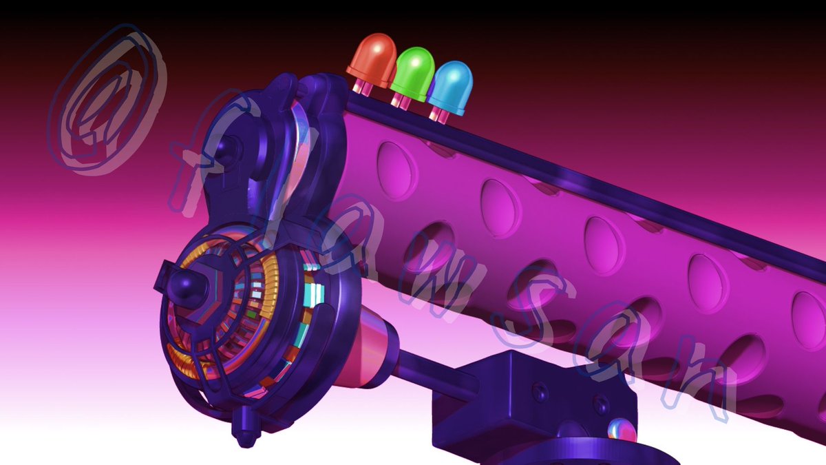 flawsan's tweet image. 「ダイナモローラー冥」モデルが完成しました🥳
発光ダイオードは2本止めで色は固定🌈
白い部分はゲーム内で見る限りコンクリのような素材と考察(今回は金属系で統一)