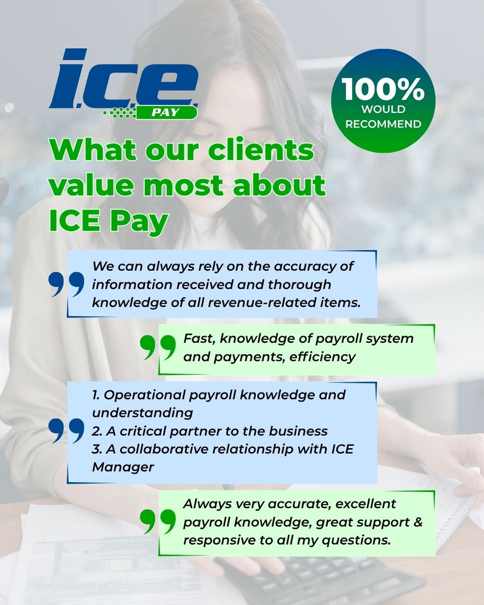 Switching Payroll Providers Doesn’t Have to Be a Nightmare

We’ve heard the horror stories:
❌ Payroll errors
💬 No one to talk to
💲 Hidden charges

So we asked our clients what they value most about our service

💻 icepay.ie
📞 091 546 700
📧 connie@icegroup.ie
