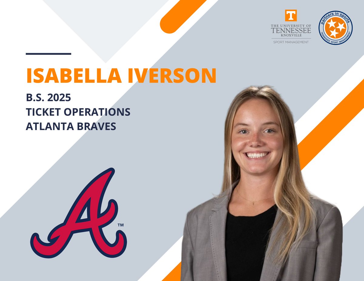 Tennessee Sport Management (@partners_ut) on Twitter photo Congrats to <a href="/Isabella1verson/">Isabella Iverson</a> who has accepted a position in Ticket Operations with the <a href="/Braves/">Atlanta Braves</a> Congrats to <a href="/Isabella1verson/">Isabella Iverson</a> who has accepted a position in Ticket Operations with the <a href="/Braves/">Atlanta Braves</a>
