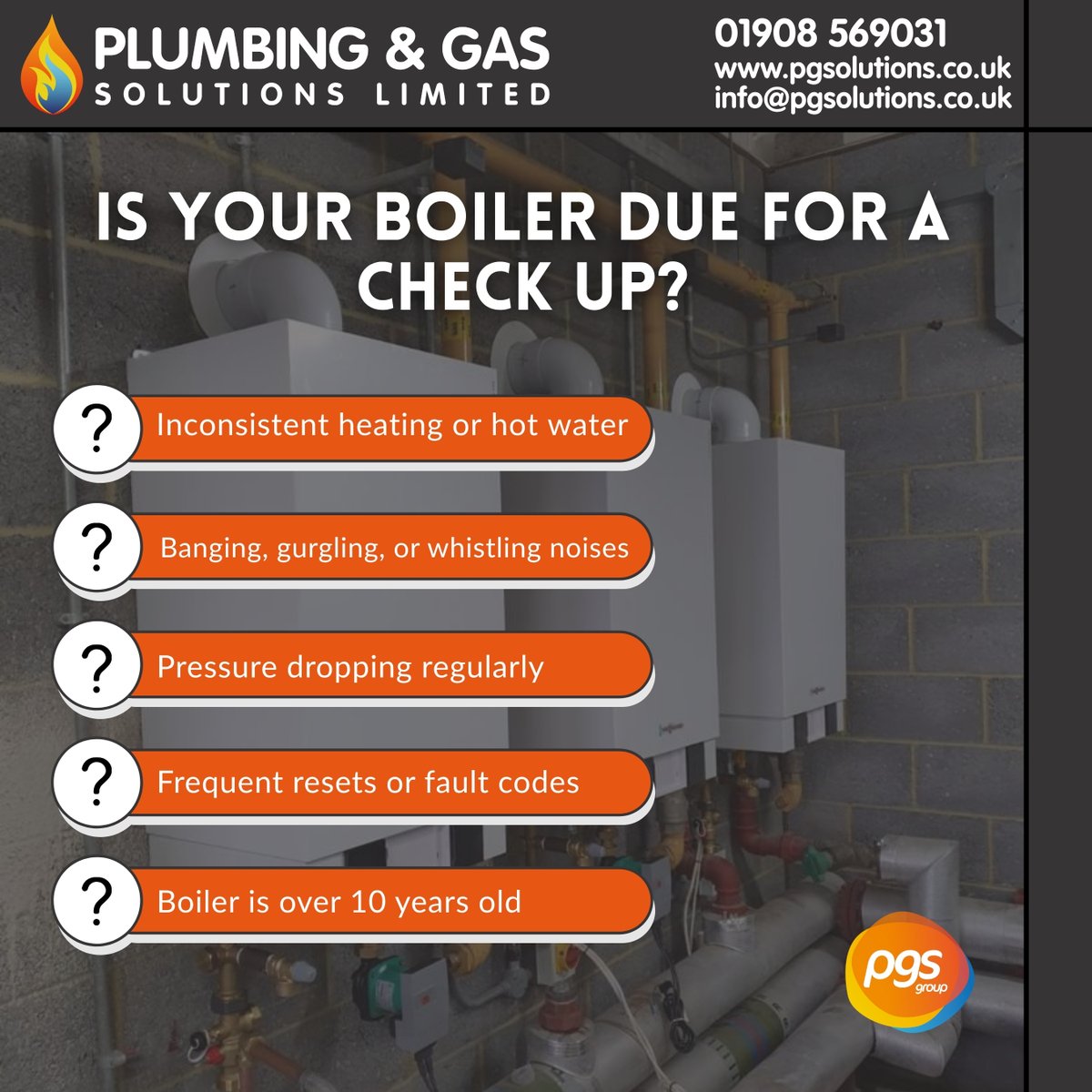 PGSolutionsltd's tweet image. Regular maintenance is essential for keeping your boiler operating safely. 🙌
A routine check-up can:
✅ Help reduce energy bills
✅ Prevent costly breakdowns
✅ Extend the life of your system
✅ Ensure safety for your home or business
Contact PGS today. 📲
01908 569031 📞