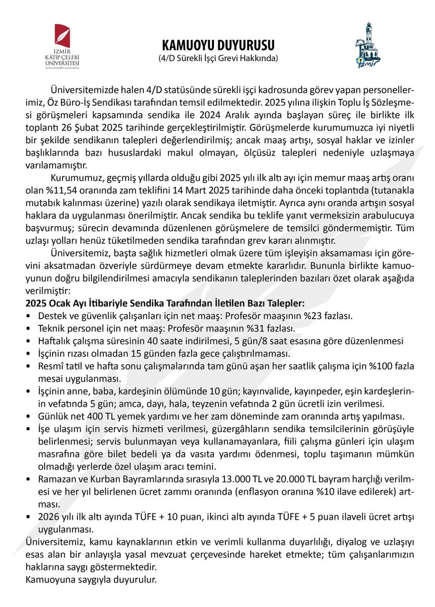 İşçiler profesör maaşından çok maaş istiyorlar...