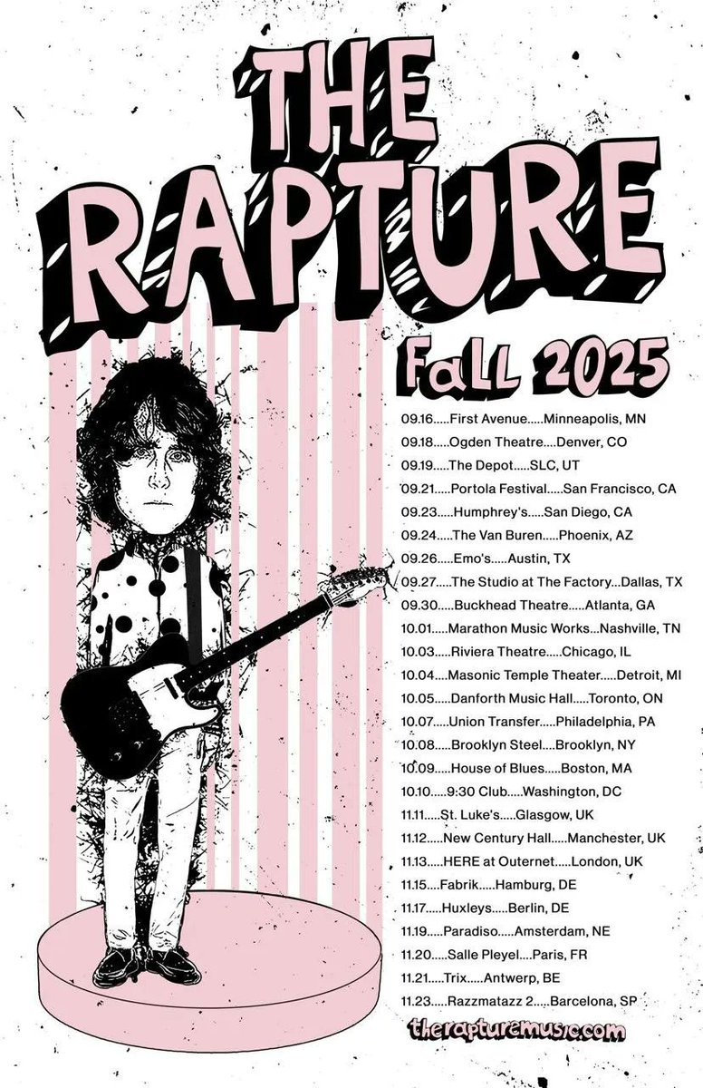 #TheRapture play UK dates 11-13 Nov.