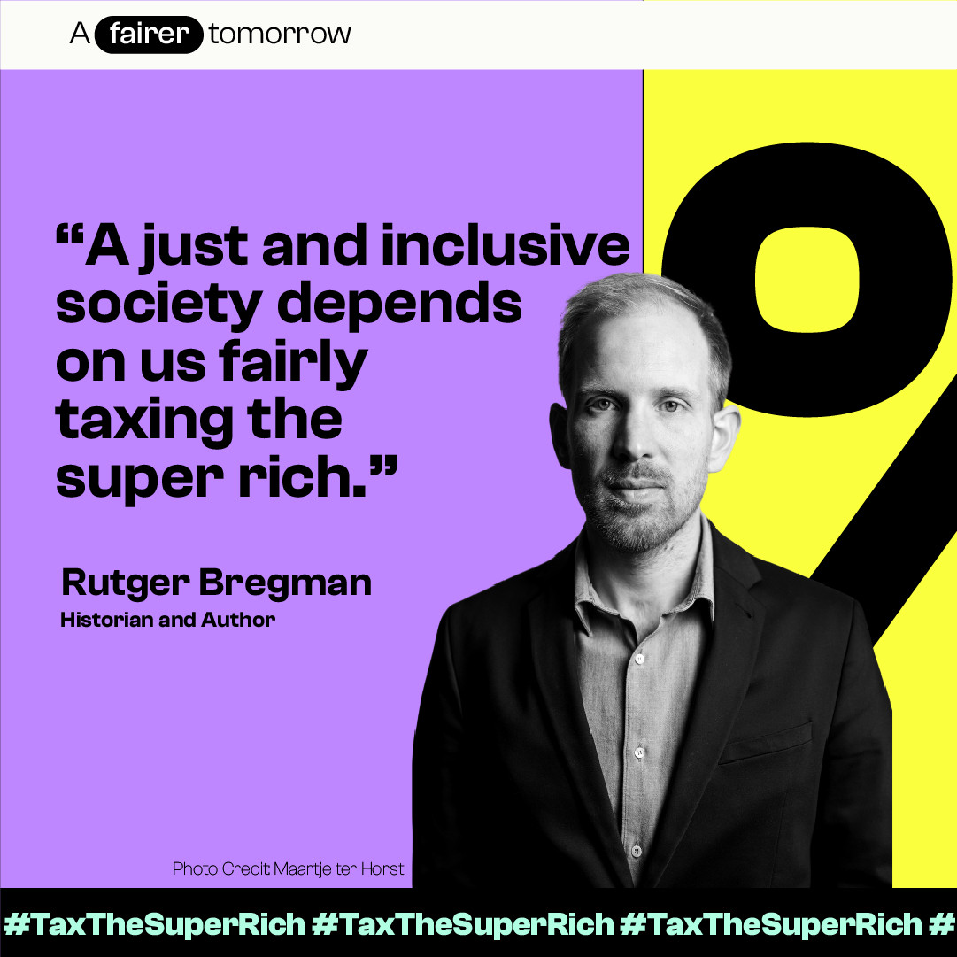 Mills4Humanity's tweet image. Historian and author @rcbregman joins the global call to #TaxTheSuperRich.
He insists we can't accept a status quo where the richest keep getting richer while people and planet suffer.
Fair taxation of the super rich is essential for a just and inclusive society.
#FFD4