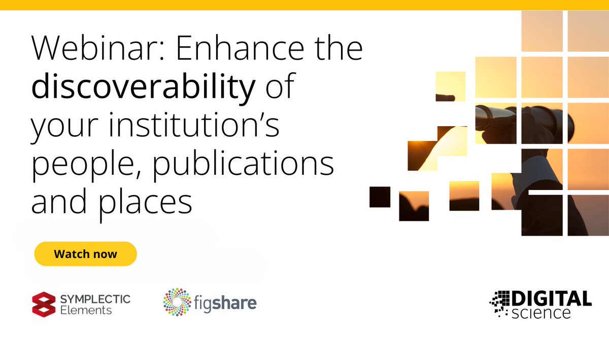 Symplectic's tweet image. Want your research, people & facilities to show up where users actually search?
Watch our on-demand webinar on enhancing discoverability with Symplectic Elements & Figshare
▶️ ow.ly/hJu050WlPqA