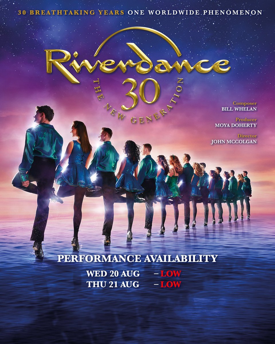 Tickets are selling fast for Riverdance 30 – The New Generation at Winter Gardens Blackpool! Don’t miss this global phenomenon — 2 nights only, and availability is now limited!

📅 Wed, August 20 &amp; Thu, August 21, 2025
🎫 wintergardensblackpool.co.uk/events/riverda…