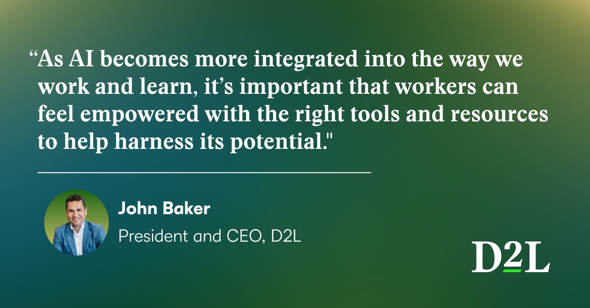 A new D2L survey shows that U.S. workers are ready to embrace AI, if their employers back them. 69% say it’ll help them work smarter, 65% say it’ll cut repetitive tasks—but most are learning solo. Only 25% see a clear AI vision at work. 

Read more: ow.ly/bjEz50Wmk0W