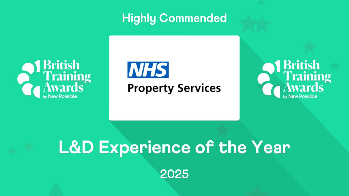 BritTrainAwards's tweet image. Congratulations to @NHSProperty who achieve Highly Commended in the ‘L&amp;amp;D Experience of the Year’ category determined by employee feedback shared on @getNewPossible! #Training #Awards #Learning #Development