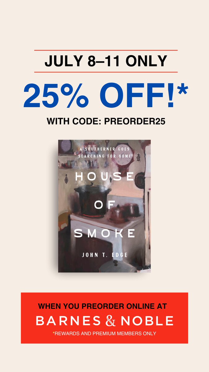 My life is on sale! — Now through July 11th when you order HOUSE OF SMOKE, B&amp;N Rewards &amp; Premium Members get 25% off. Premium Members get add to10% off physical books. Coupon code PREORDER25 Pre-order here: barnesandnoble.com/w/house-of-smo…
#BNPreorder ⁦<a href="/BNBuzz/">Barnes & Noble</a>⁩