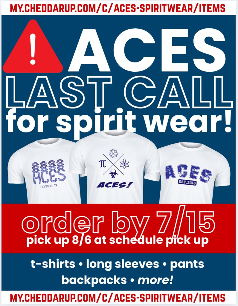 ACESCISD's tweet image. Order ACES Spirit Wear from the Parents of ACES.