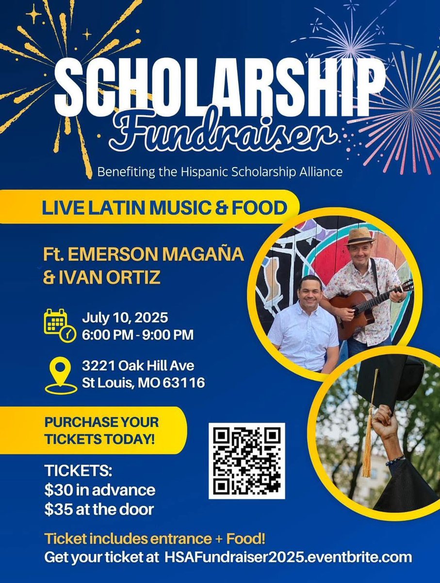 The Scholarship Fundraiser is dedicated to raising money for Hispanic and Latine students striving for a brighter future through education. Enjoy a night of celebration, culture, and community — while making a real impact.

Buy your ticket today: eventbrite.com/e/scholarship-…