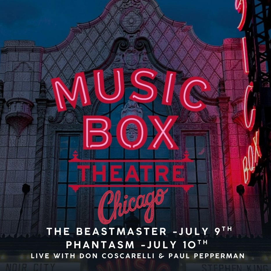 Don Coscarelli (@doncoscarelli) on Twitter photo Heading to <a href="/musicboxtheatre/">Music Box Theatre</a> in Chicago this week with collaborator Paul Pepperman to screen THE BEASTMASTER and PHANTASM.
We did a great interview with longtime Chicago broadcaster Nick Digilio. Listen here: radiomisfits.com/ndp365/
Tickets here: musicboxtheatre.com/now-showing Heading to <a href="/musicboxtheatre/">Music Box Theatre</a> in Chicago this week with collaborator Paul Pepperman to screen THE BEASTMASTER and PHANTASM.
We did a great interview with longtime Chicago broadcaster Nick Digilio. Listen here: radiomisfits.com/ndp365/
Tickets here: musicboxtheatre.com/now-showing