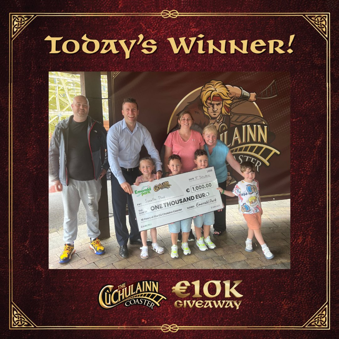 Congratulations to our 9th winner! 

We can't believe it- only one day left in the hunt for golden envelopes and for a chance to win €1,000! 🏆

See you at the gazebo at 2pm for the last draw tomorrow! 💚