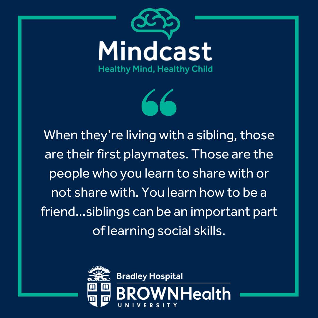 BrownUnivHealth's tweet image. Bradley Hospital welcomed Dr. Wendy Plante to the latest episode of the Mindcast podcast to discuss how sibling relationships influence childhood development. Listen to the new episode on streaming platforms or our website. brownhealth.org/locations/brad…