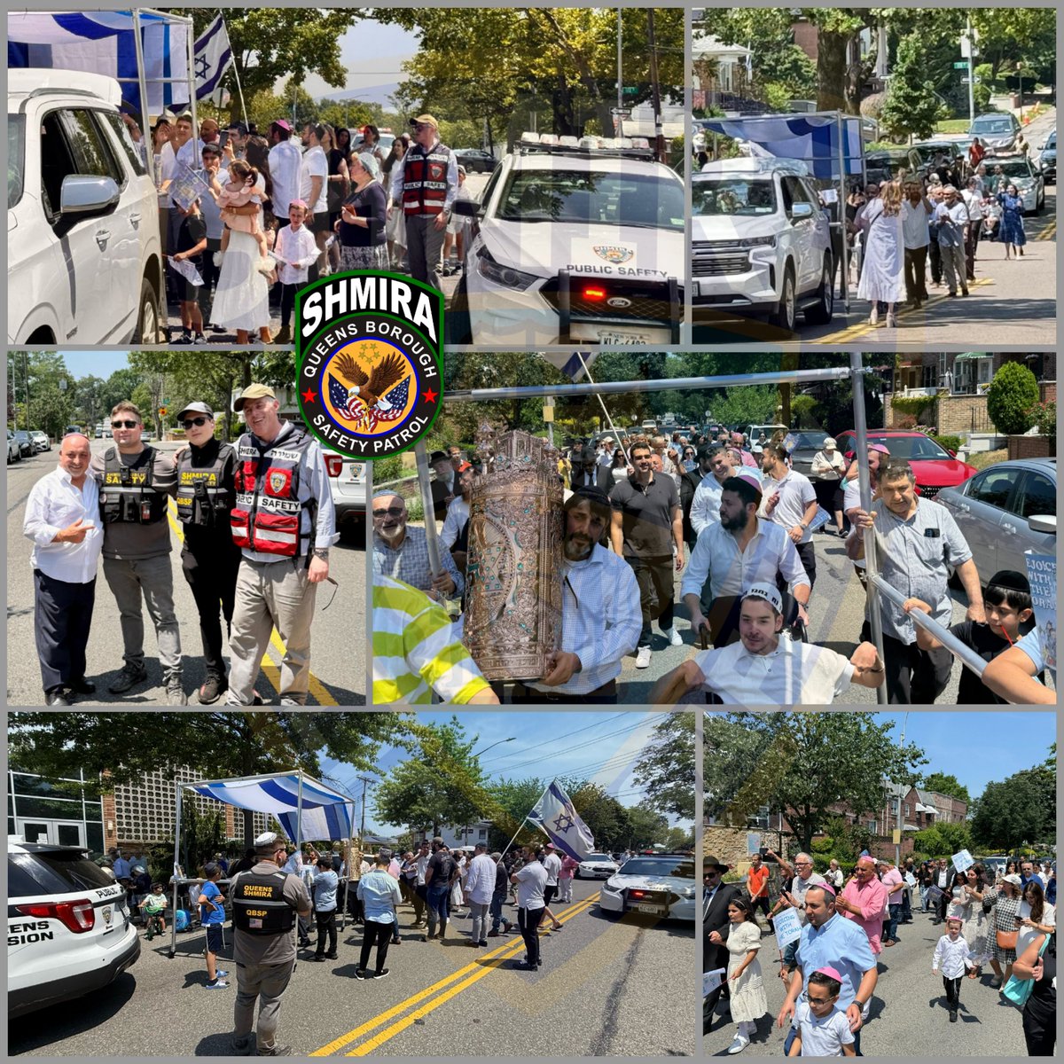 This past Sunday, July 6 (י’ תמוז), Queens Shmira volunteers proudly led a Torah procession in on behalf of #NYPD, ensuring public safety every step of the way.

The procession began at the Manshary residence making meaningful stops at the Hillcrest Torah Center, Kehilat Avodat