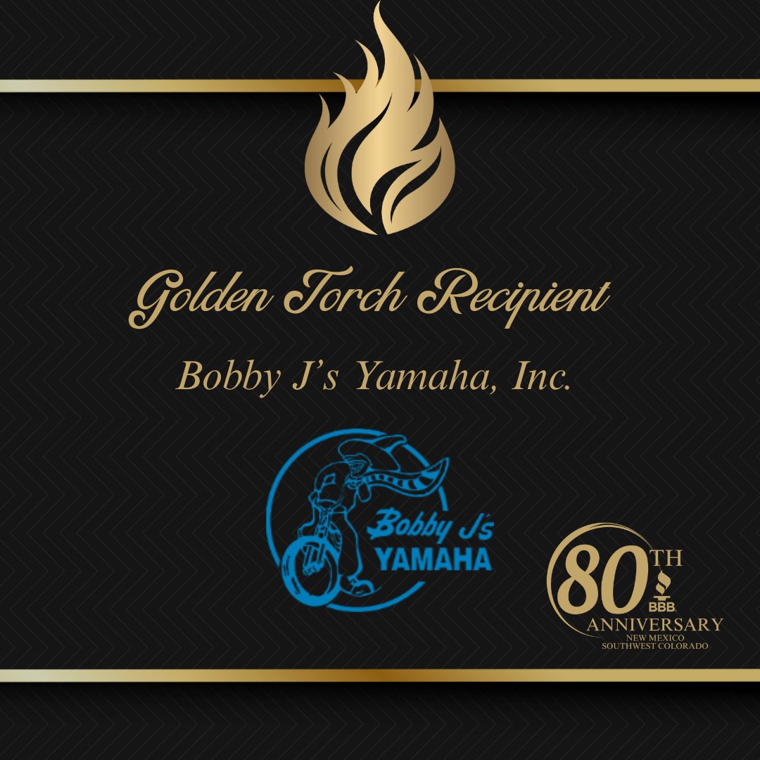 🏆 Big congrats to Bobby J’s Yamaha—a 2025 Golden Torch recipient!
With decades of service and a commitment to trust, they’re a New Mexico staple in motorsports.