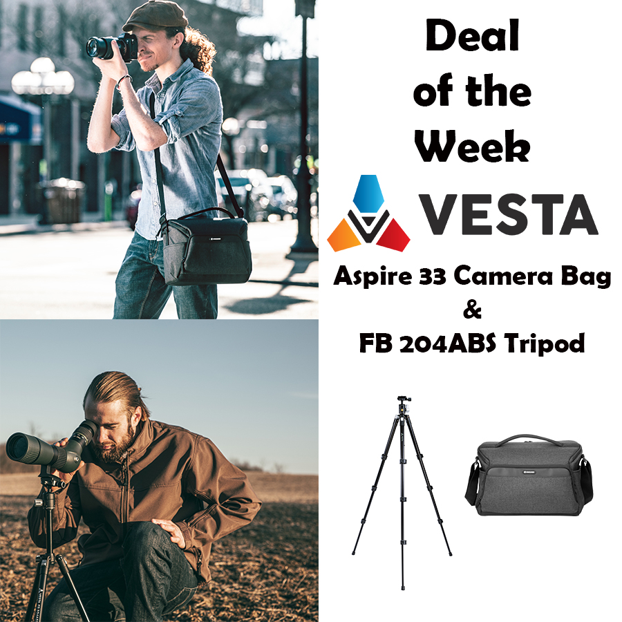 For this week's Deal(s) of the Week, get a Vanguard Vesta FB 204ABS aluminum tripod for $84.99 and/or a Vesta Aspire 33 gray shoulder bag for $34.99 (!) -- while supplies last, discounts good until Tuesday, 7/15 at 10 am. USA/Canada only. Shop: vanguardworld.com/collections/va…