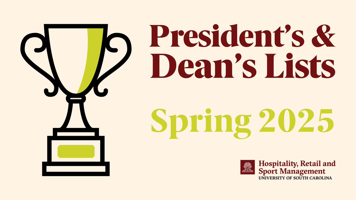 UofSC_HRSM's tweet image. Congratulations to all the HRSM students who made the President's List and Dean's List for spring semester! We're proud of them all. Click for a full searchable list: sc.edu/study/colleges…