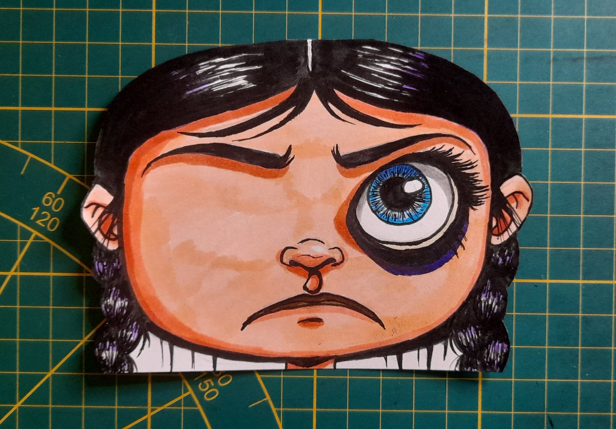 Dibujé un muñeco Daruma, al estilo del personaje, Miércoles Addams. 
Los muñecos Daruma son figuras sin brazos ni piernas y representan a Bodhidharma, el fundador del Zen. De origen Japonés. 

#caricaturas #cultura #reto  #MiercolesAddams  #challenge #Daruma #muñeco #Japón #Zen