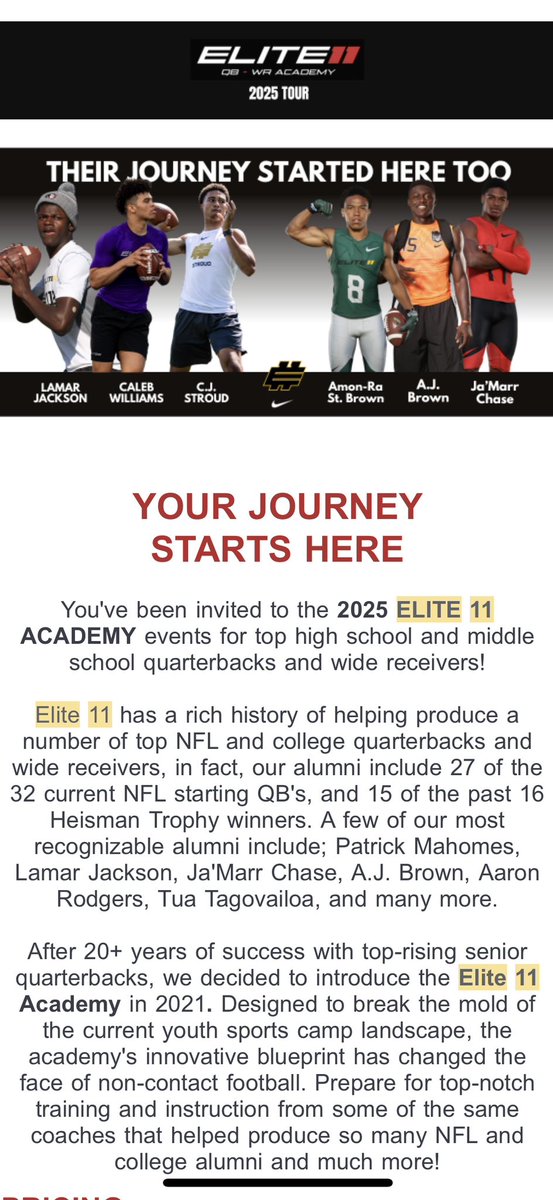 TristanFlynnqb1's tweet image. Invite accepted! Looking forward to Atlanta to compete and keep getting better.
@Elite11 @QBHitList @quarterbackmag @PrepRedzone @TrambleJoe @A1DUDES @WestSideQBs @MIexposure @alex_pallone @AllenTrieu @ryderly0ns @InLikeFlynn7on7 @EastGRFootball